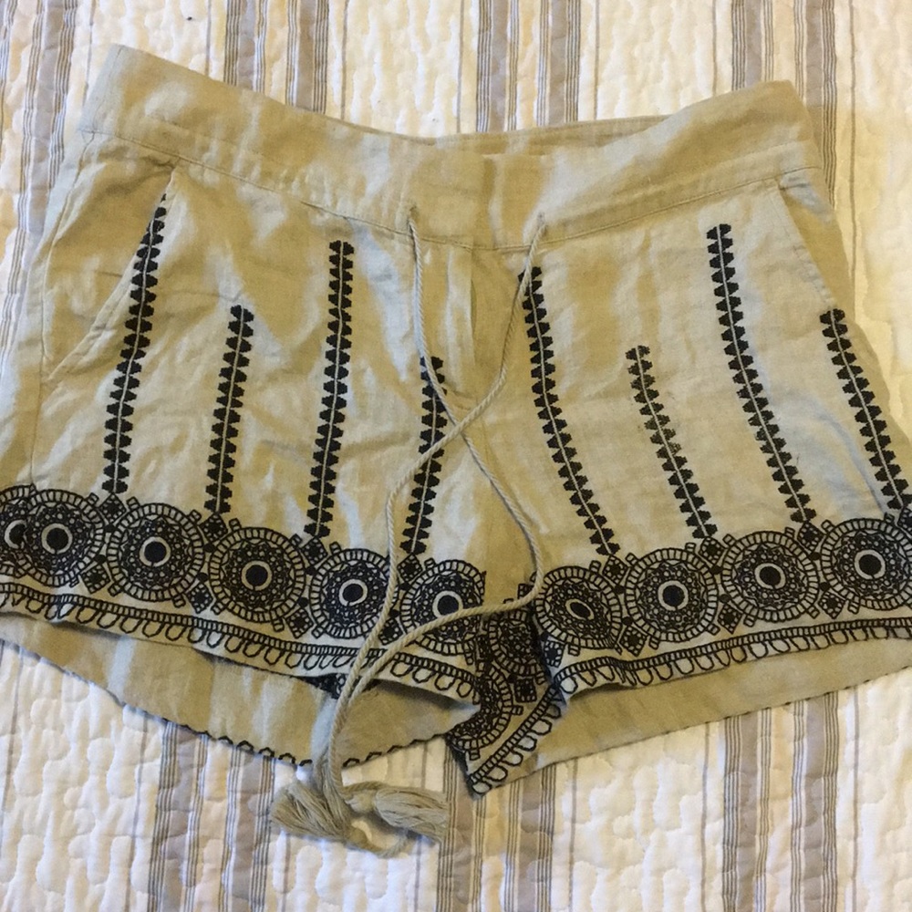 Loft embroidered linen shorts